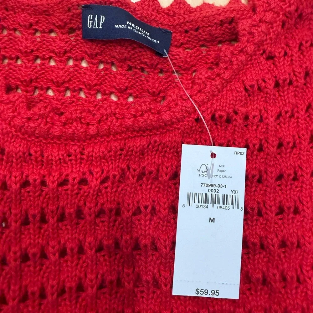 GAP Red Open-Knit Sweater